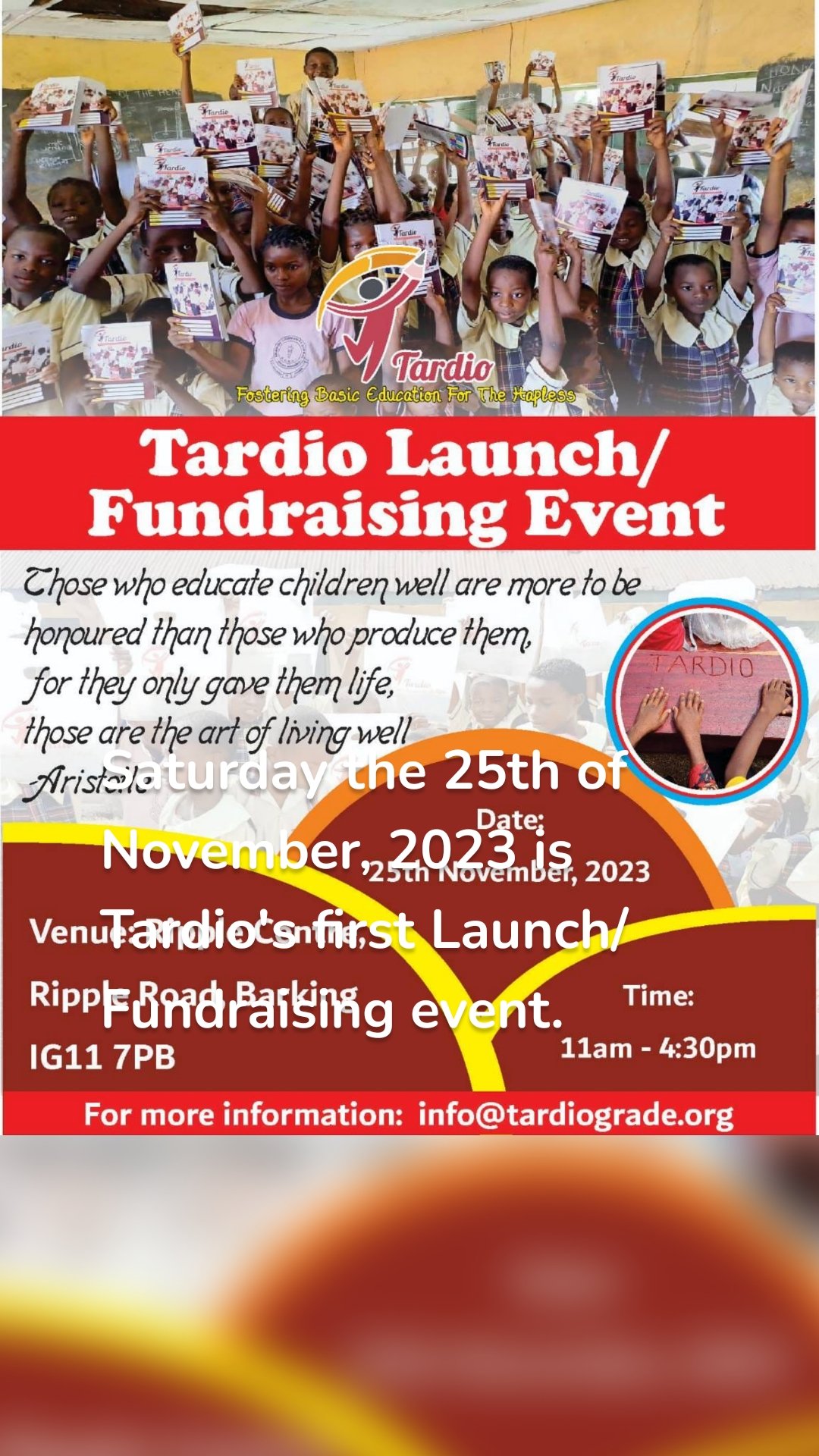 Saturday the 25th of November, 2023 is Tardio's first Launch/Fundraising event. 